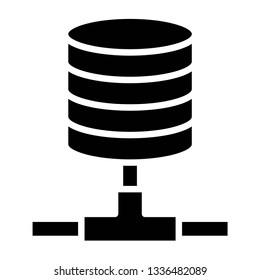 database connection technology icon design with creative modern concept and black and white glyph style logo shape for pictogram, website, technology, web button design vector eps 10 - Vector 