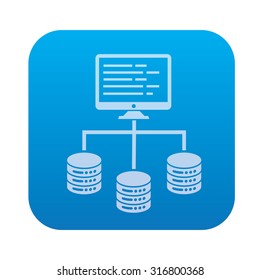 Database connection,network icon on blue background,clean vector