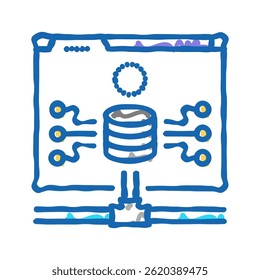 Conectividad de base de datos Vector de dibujo de icono de doodle. signo de conectividad de base de datos. ilustración de símbolo aislado
