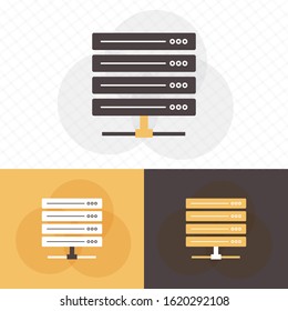Database Curve Icon flat design with brown and yellow color