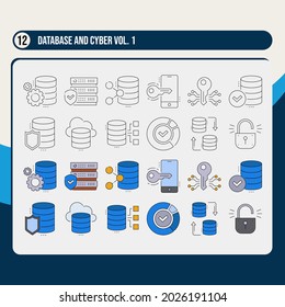 database and cyber icon set