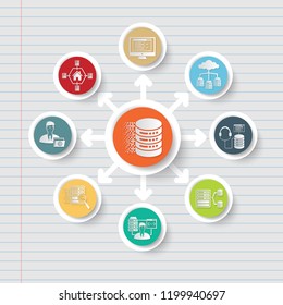 Database and data analysis icon info graphic design