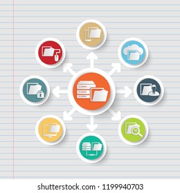 Database and data analysis icon info graphic design
