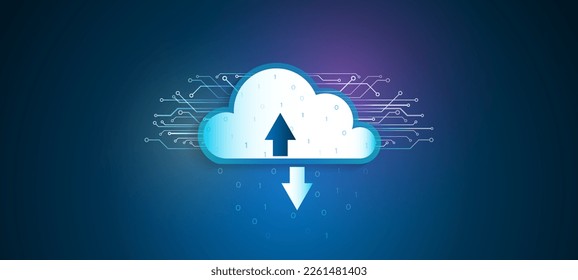 Database and data center vector illustration. Cloud technology isometric background. Computer technology, server room, and equipment for internet networks. Data cloud storage technology.