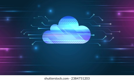 Database and data center vector illustration. Cloud technology isometric background. Computer technology, server room, and equipment for internet networks. Data cloud storage technology.