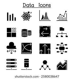 Database , Data and Graph icon set in glyph style