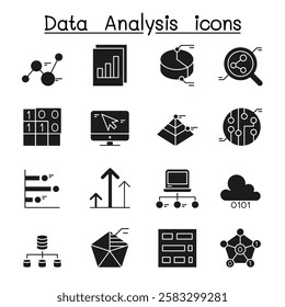 Database , Data and Graph icon set in glyph style