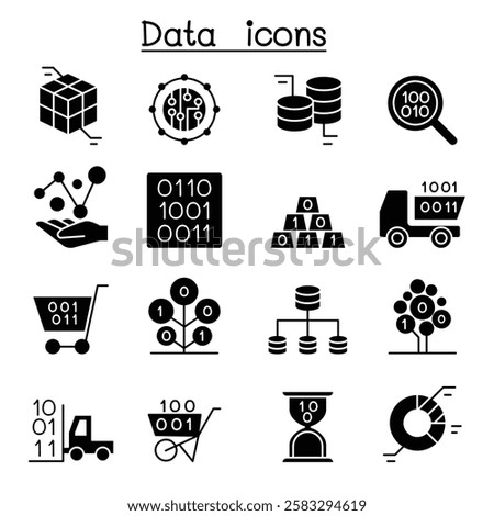 Database , Data and Graph icon set in glyph style