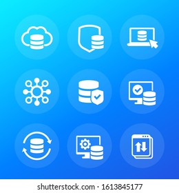 database, data storage and security, vector icons