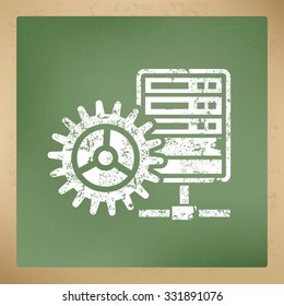 Database design on blackboard background,vector