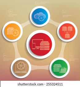 Database design on blur background
