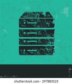 Database design on green background,grunge vector