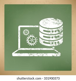 
Database design on old paper background, vector