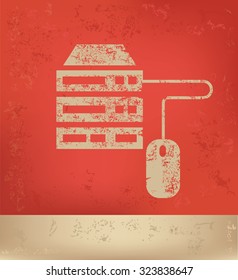 Database design on red background, grunge vector