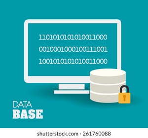 Database design over blue background, vector illustration.