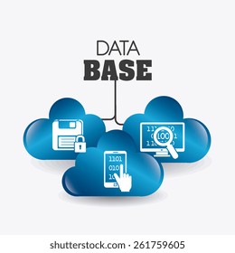 Database design over white background, vector illustration.