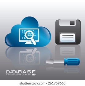 Database design over white background, vector illustration.