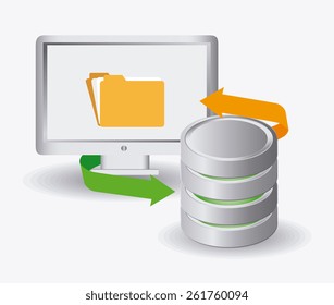 Database design over white background, vector illustration.