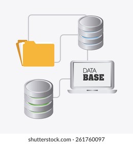 Database design over white background, vector illustration.