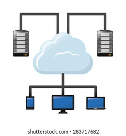 Database design over white background, vector illustration.