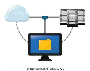 Database design over white background, vector illustration.