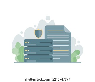 Database developer, illustration concept, Virtual cloud server. Cartoon minimal style.