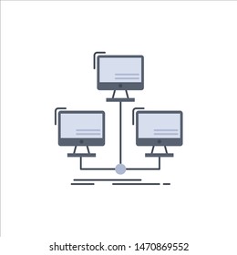 database, distributed, connection, network, computer Flat Color Icon Vector. Vector Icon Template background