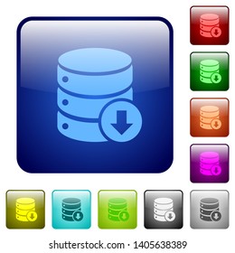 Database down icons in rounded square color glossy button set