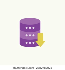 Symbol zum Herunterladen von Datenbanken - Datenübertragung, Datenbankverwaltung, Dateiexport, Symbol für den Datenzugriff - Illustration zum Abrufen von Datenbankserverdateien und zur Datenintegration
