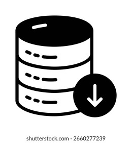 Database download icon designed in glyph style