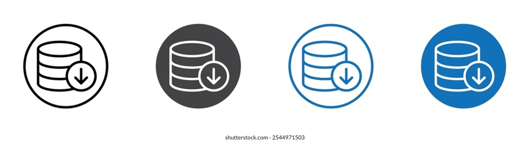 Database download icon Logo sign in thin line outline