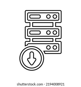 Database, download, server icon. Outline vector design.