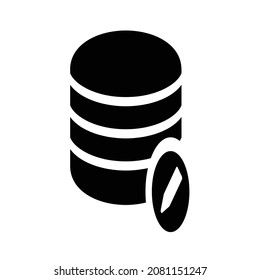 Database edit icon isolated on white background