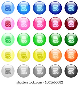Database edit icons in set of 25 color glossy spherical buttons
