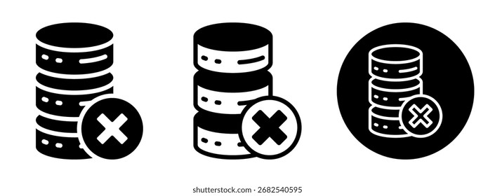 Database Failure Icon Collection Glyph and Mixed Vector Illustration