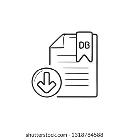 Database file download hand drawn outline doodle icon. File db, database format concept. Vector sketch illustration for print, web, mobile and infographics on white background.