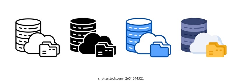 Database file icon set bundle. Multi style icon collection perfect for websites, apps, and presentations. Simple vector icon collection