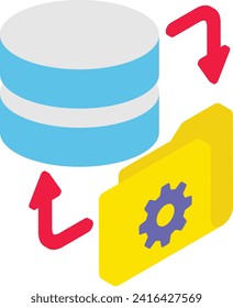 Database to filesystem isometric Concept, distributed cache Vector Icon Design, Big data Symbol, Business intelligence Sign,Web hosting and Data Center Stock Illustration