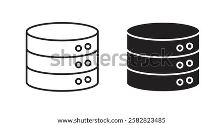 Database filled and outlined icons vectors on white background