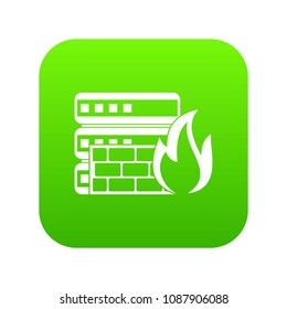 Database and firewall icon digital green for any design isolated on white vector illustration