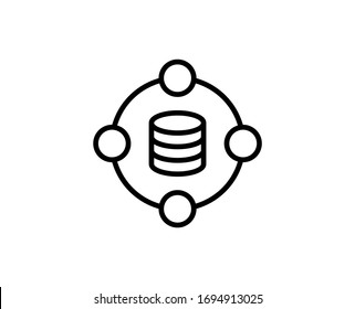 Database flat icon. Single high quality outline symbol for web design or mobile app.  Database thin line signs for design logo, visit card, etc. Outline pictogram EPS10