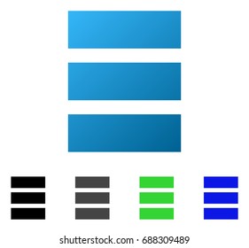 Database flat vector pictograph. Colored database gradient, gray, black, blue, green pictogram variants. Flat icon style for application design.