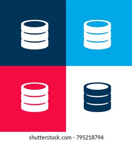 Database four color material and minimal icon logo set in red and blue