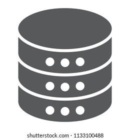 Database glyph icon, data and analytics, server sign, vector graphics, a linear pattern on a solid background, eps 10.