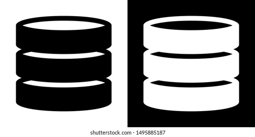 Database. Glyph Icon in White and Black Version.