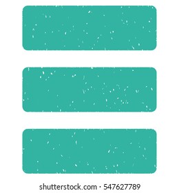 Database grainy textured icon for overlay watermark stamps. Flat symbol with dust texture. Dotted vector cyan ink rubber seal stamp with grunge design on a white background.