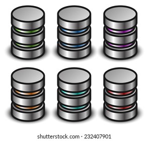 Database graphics, icons. Database, cylinder, HDD clip-art