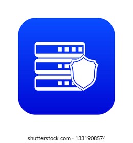 Database with gray shield icon digital blue for any design isolated on white vector illustration