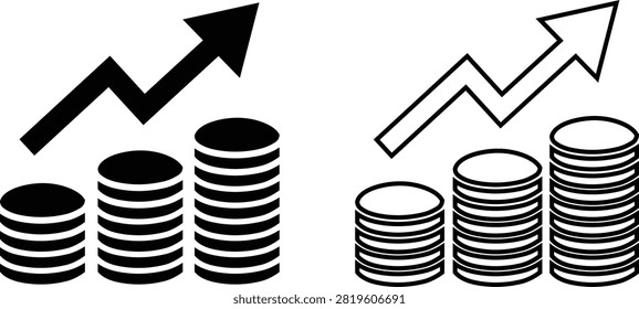 Database Growth Icons Set Collection Group, Data Storage Increase, Server Database Analytics, Business Growth Chart, Financial Progress Flat and Line Vector Symbols Isolated on Transparent Background