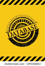 Database grunge warning sign emblem. Vector Illustration. Detailed.